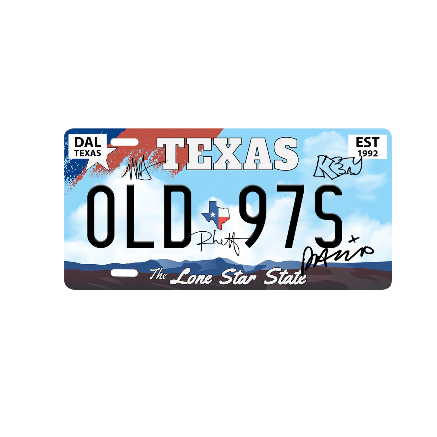 Red White & Blue Old 97's Decorative Texas License Plate (SIGNED)
