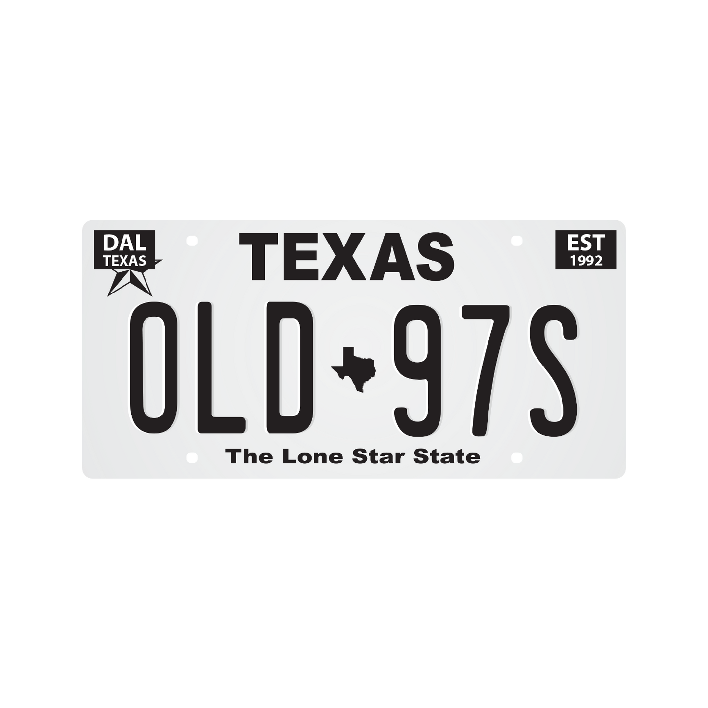 Black & White Old 97's Decorative Texas License Plate