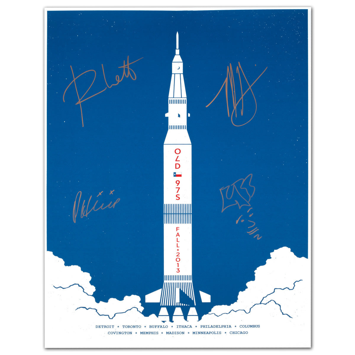 Old 97s - Fall 2013 Rocket Ship Autographed Lithograph