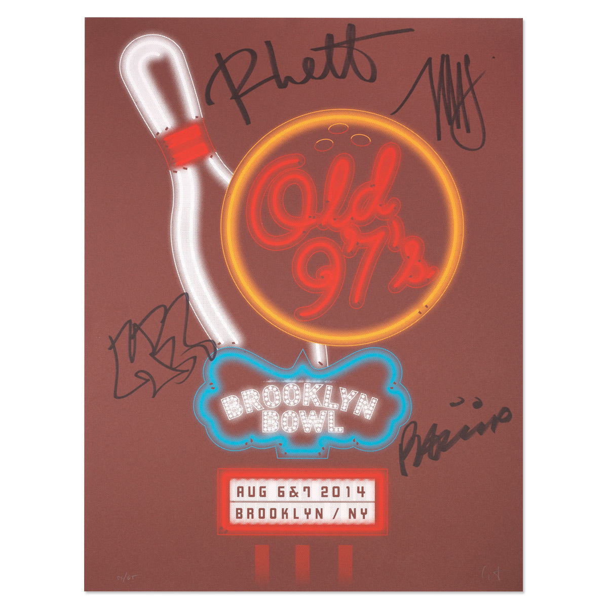 Brown Bowling Brooklyn Bowl Signed Litho