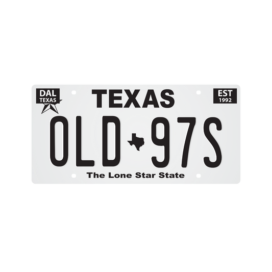 Black & White Old 97's Decorative Texas License Plate