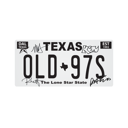 Black & White Old 97's Decorative Texas License Plate (SIGNED)